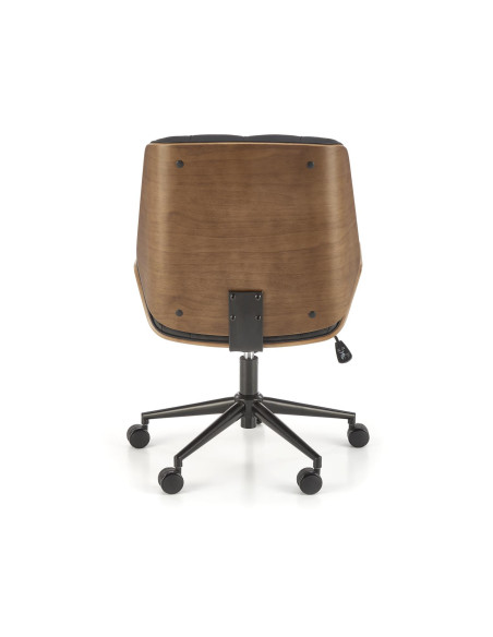 GAVIN Fotel Pikowany Czarno Orzechowy Sklejka/Eco Skóra - Komfort i Styl