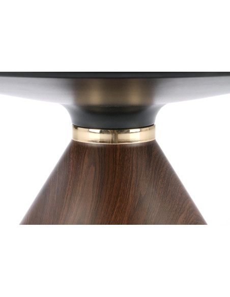 GENESIS Ława Okrągła Glamour fi70cm Ceramika Biały Marmur/Orzechowy/Złoty