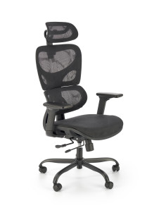 GOTARD Fotel Biurowy Czarny z Regulacją Zagłówka oraz Wysuwanym Siedziskiem