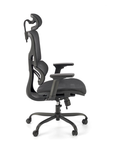 GOTARD Fotel Biurowy Czarny z Regulacją Zagłówka oraz Wysuwanym Siedziskiem