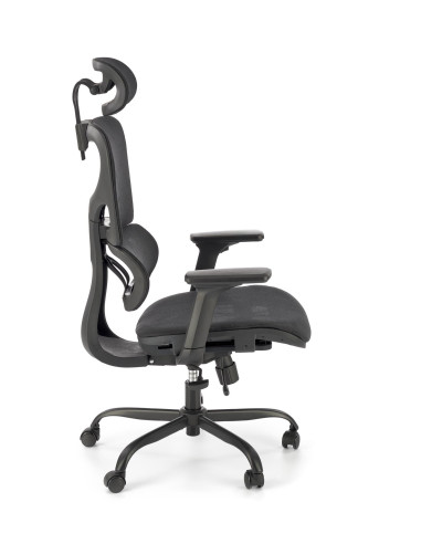 GOTARD Fotel Biurowy Czarny z Regulacją Zagłówka oraz Wysuwanym Siedziskiem