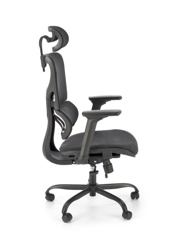 GOTARD Fotel Biurowy Czarny z Regulacją Zagłówka oraz Wysuwanym Siedziskiem