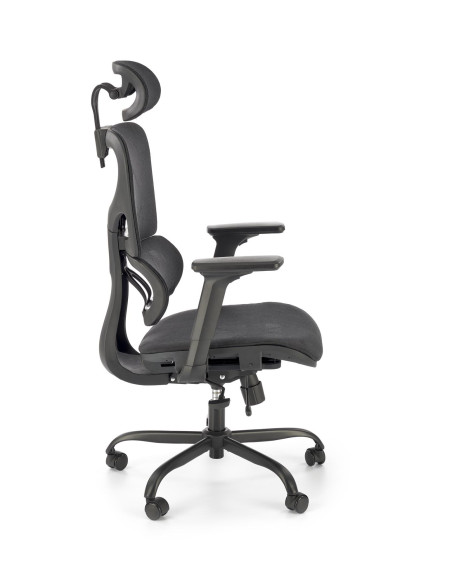 GOTARD Fotel Biurowy Czarny z Regulacją Zagłówka oraz Wysuwanym Siedziskiem