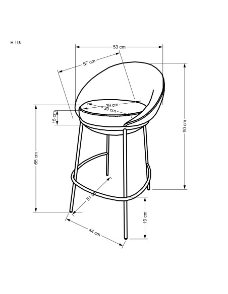 H118 Hoker Kubełkowy Popiel z Czarną Podstawą- Nowoczesny Design i Komfort