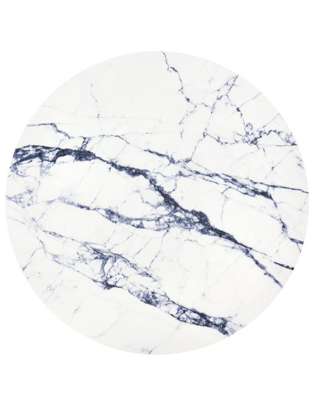 HARISSA G Ława Okrągła z Pojemnikiem Biały Marmur Fi 42cm, Stelaż Złoty