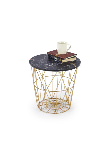 HARISSA_G ława stelaż - złoty, blat - czarny marmur