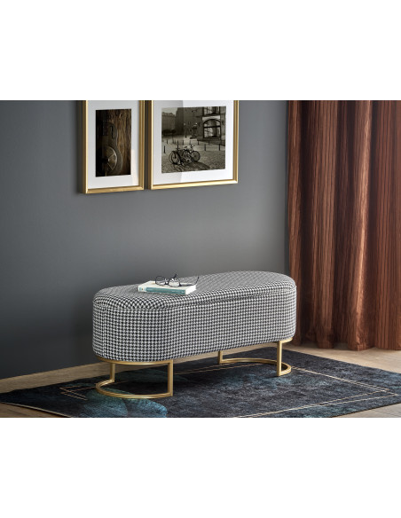 HARMONY Ławka z Funkcją Pojemnika Czarny Biały Złoty - Funkcjonalność i Styl