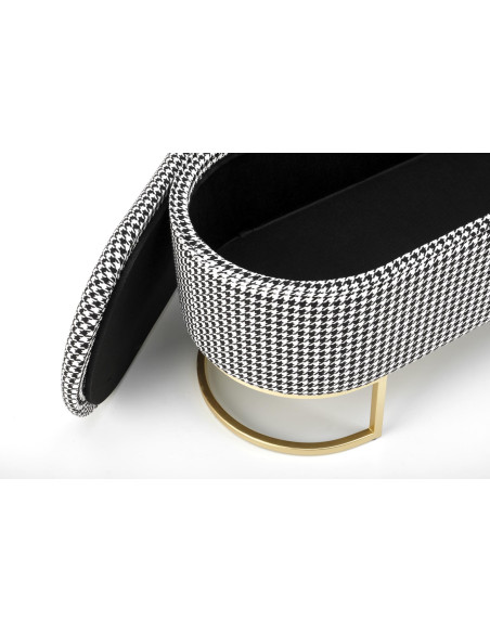 HARMONY Ławka z Funkcją Pojemnika Czarny Biały Złoty - Funkcjonalność i Styl