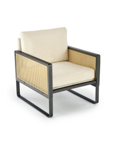 ILARIO fotel wypoczynkowy, czarny / naturalny