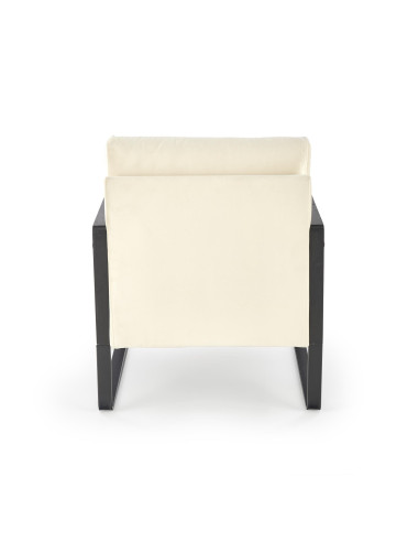 ILARIO Fotel Jasnobeżowa Tapicerka - Czarny/Naturalny - Eklektyczny Design