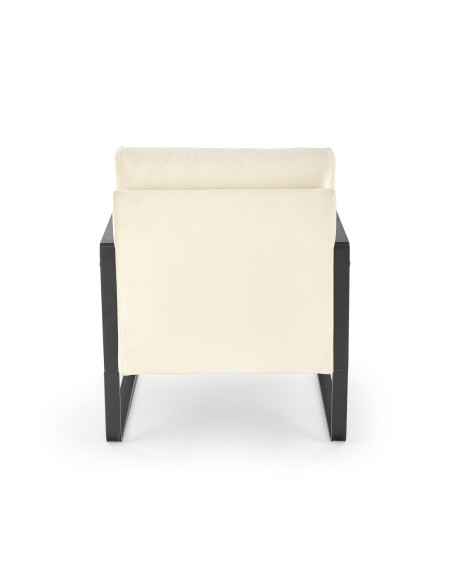 ILARIO Fotel Jasnobeżowa Tapicerka - Czarny/Naturalny - Eklektyczny Design