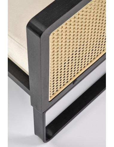 ILARIO Fotel Jasnobeżowa Tapicerka - Czarny/Naturalny - Eklektyczny Design