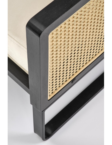 ILARIO Fotel Jasnobeżowa Tapicerka - Czarny/Naturalny - Eklektyczny Design