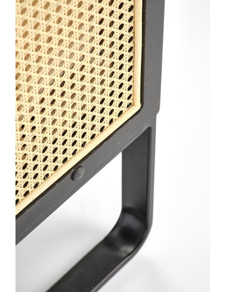 ILARIO Fotel Jasnobeżowa Tapicerka - Czarny/Naturalny - Eklektyczny Design