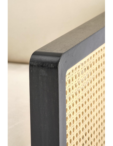 ILARIO Fotel Jasnobeżowa Tapicerka - Czarny/Naturalny - Eklektyczny Design