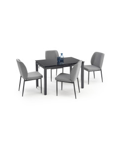 JASPER Zestaw Stół Rozkładany 110-170 cm + 4 Krzesła Czarny/Popielaty 2