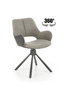 K494 Krzesło Obrotowe 360° Popiel/Czarny - Stylowy Design i Komfort