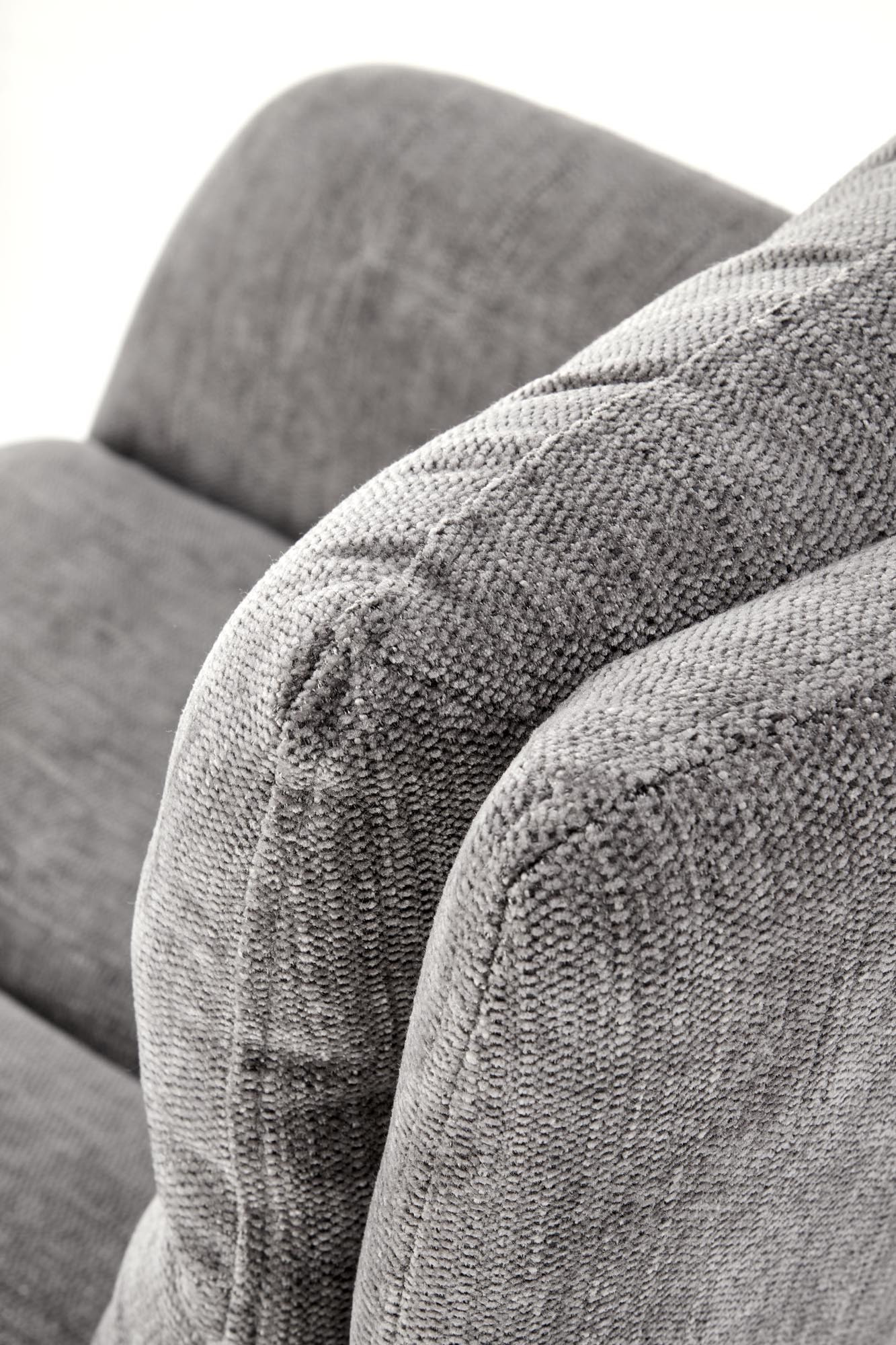 Zbliżenie na szarą tapicerkę krzesła K495 z tkaniny Odin 15.