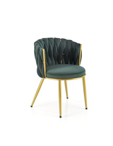 K517 Krzesło Glamour Ciemnozielone/Złote Velvet Bluvel 78 - Luksus i Styl