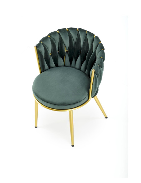 K517 Krzesło Glamour Ciemnozielone/Złote Velvet Bluvel 78 - Luksus i Styl