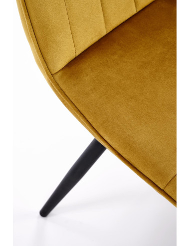 K521 Krzesło z Uchwytem Musztardowe Pasy Velvet - Ciepły Akcent i Styl