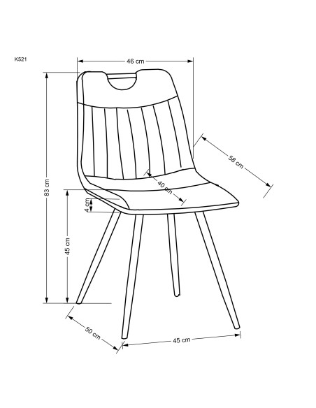K521 Krzesło z Uchwytem Musztardowe Pasy Velvet - Ciepły Akcent i Styl
