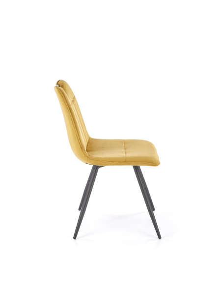 K521 Krzesło z Uchwytem Musztardowe Pasy Velvet - Ciepły Akcent i Styl