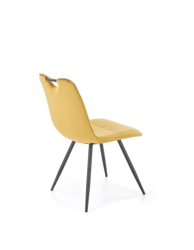 K521 Krzesło z Uchwytem Musztardowe Pasy Velvet - Ciepły Akcent i Styl