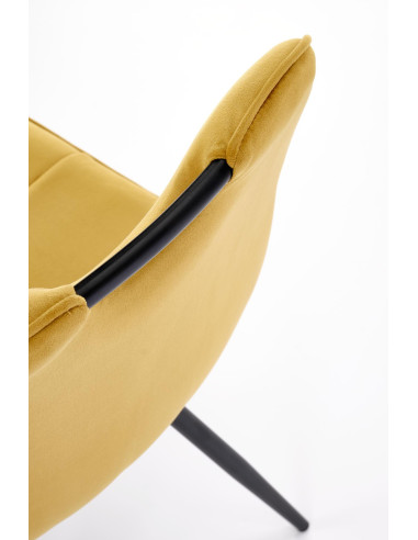 K521 Krzesło z Uchwytem Musztardowe Pasy Velvet - Ciepły Akcent i Styl