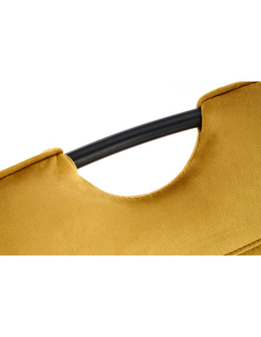 K521 Krzesło z Uchwytem Musztardowe Pasy Velvet - Ciepły Akcent i Styl