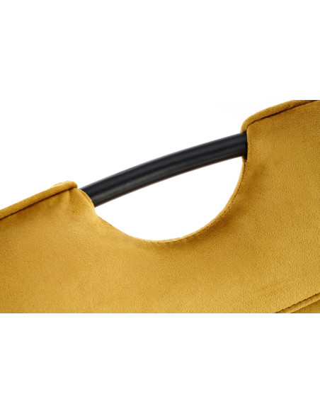 K521 Krzesło z Uchwytem Musztardowe Pasy Velvet - Ciepły Akcent i Styl