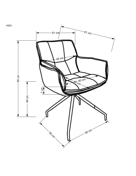 K523 Krzesło Obrotowe 360° Brązowo-Ciemnobrązowe, Tkanina/Eko-skóra