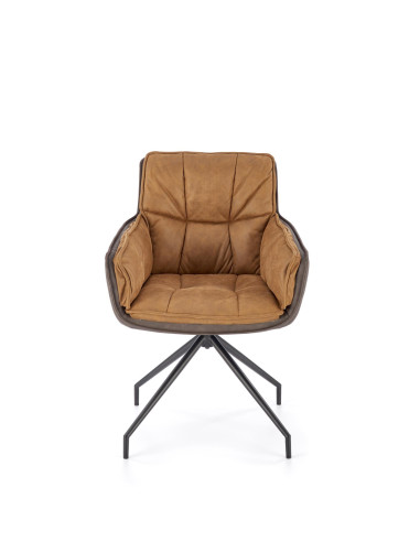 K523 Krzesło Obrotowe 360° Brązowo-Ciemnobrązowe, Tkanina/Eko-skóra