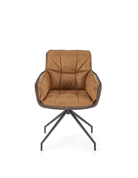 K523 Krzesło Obrotowe 360° Brązowo-Ciemnobrązowe, Tkanina/Eko-skóra