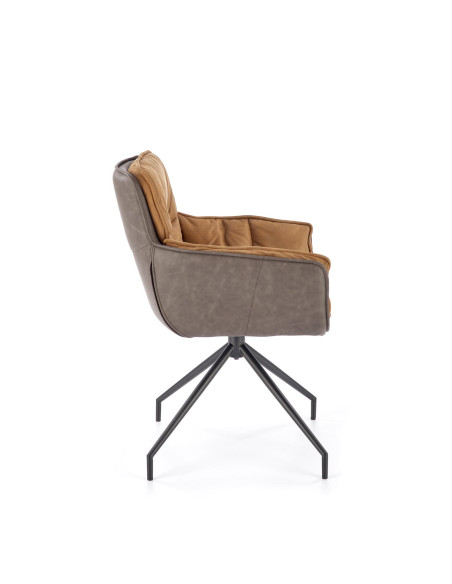 K523 Krzesło Obrotowe 360° Brązowo-Ciemnobrązowe, Tkanina/Eko-skóra