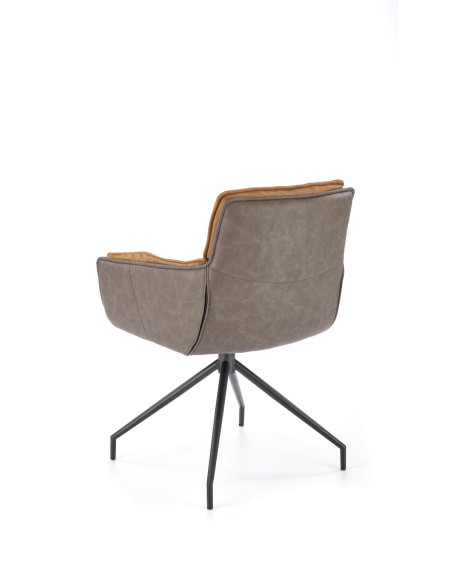 K523 Krzesło Obrotowe 360° Brązowo-Ciemnobrązowe, Tkanina/Eko-skóra