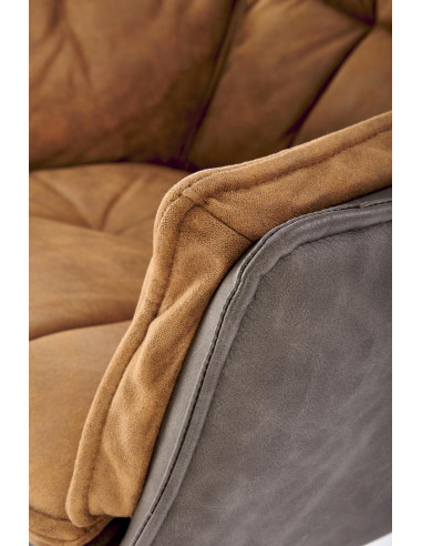 K523 Krzesło Obrotowe 360° Brązowo-Ciemnobrązowe, Tkanina/Eko-skóra