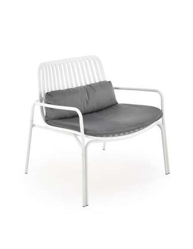 MELBY Fotel Popielaty z Białym Stelażem - Nowoczesny Styl i Komfort