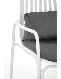 MELBY fotel wypoczynkowy, stelaż - biały, tapicerka - popielaty 2