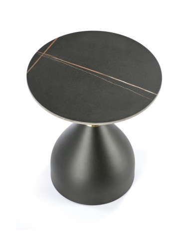 SCALITA Ława Okrągła Fi50cm Ceramika Czarny Marmur/Złote Akcenty - Subtelna