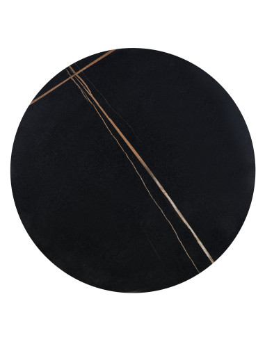 SCALITA Ława Okrągła Fi50cm Ceramika Czarny Marmur/Złote Akcenty - Subtelna
