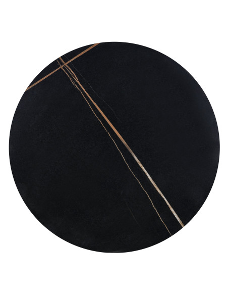 SCALITA Ława Okrągła Fi50cm Ceramika Czarny Marmur/Złote Akcenty - Subtelna
