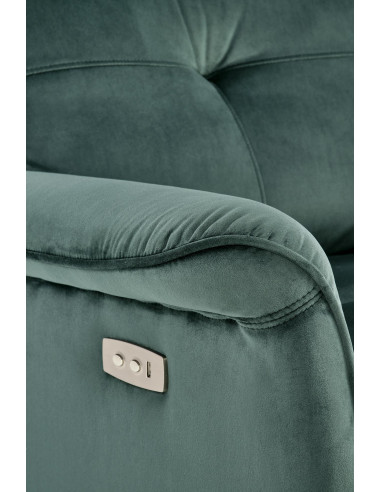 SEMIR fotel z funkcja elektrycznego rozkładania / gniazdo USB, ciemny zielony