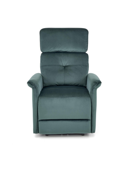 SEMIR fotel z funkcja elektrycznego rozkładania / gniazdo USB, ciemny zielony