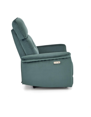 SEMIR fotel z funkcja elektrycznego rozkładania / gniazdo USB, ciemny zielony