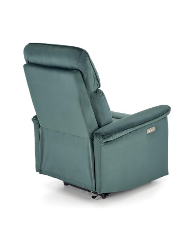 SEMIR fotel z funkcja elektrycznego rozkładania / gniazdo USB, ciemny zielony