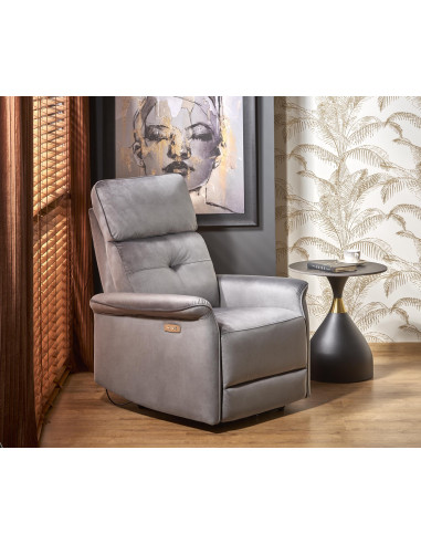 SEMIR Fotel Rozkładany Elektrycznie Popielaty z USB - Komfort i Innowacja