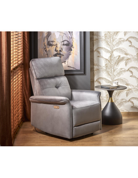 SEMIR Fotel Rozkładany Elektrycznie Popielaty z USB - Komfort i Innowacja