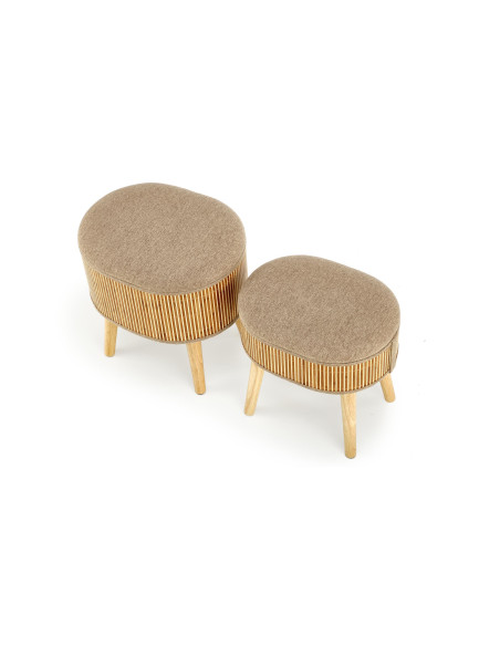 TICO Zestaw 2 Puf z Pojemnikiem, Beżowy/Naturalny - Przechowywanie i Styl