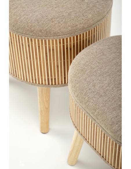 TICO Zestaw 2 Puf z Pojemnikiem, Beżowy/Naturalny - Przechowywanie i Styl